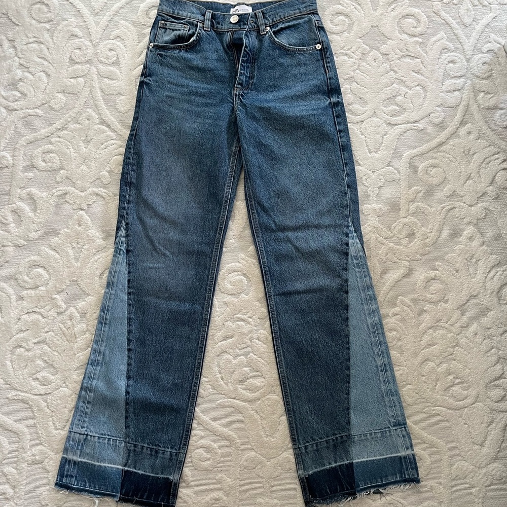Zara colorblock/patchwork jeans, brand new never worn. Size 4